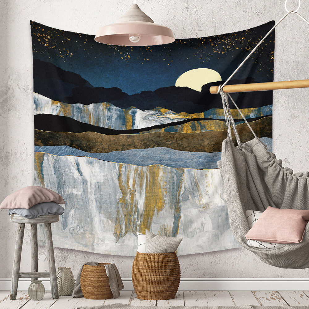 Bohemian Moon Mountain Painting Wall Cloth Decoration Tapestry Wholesale Nihaojewelry display picture 119