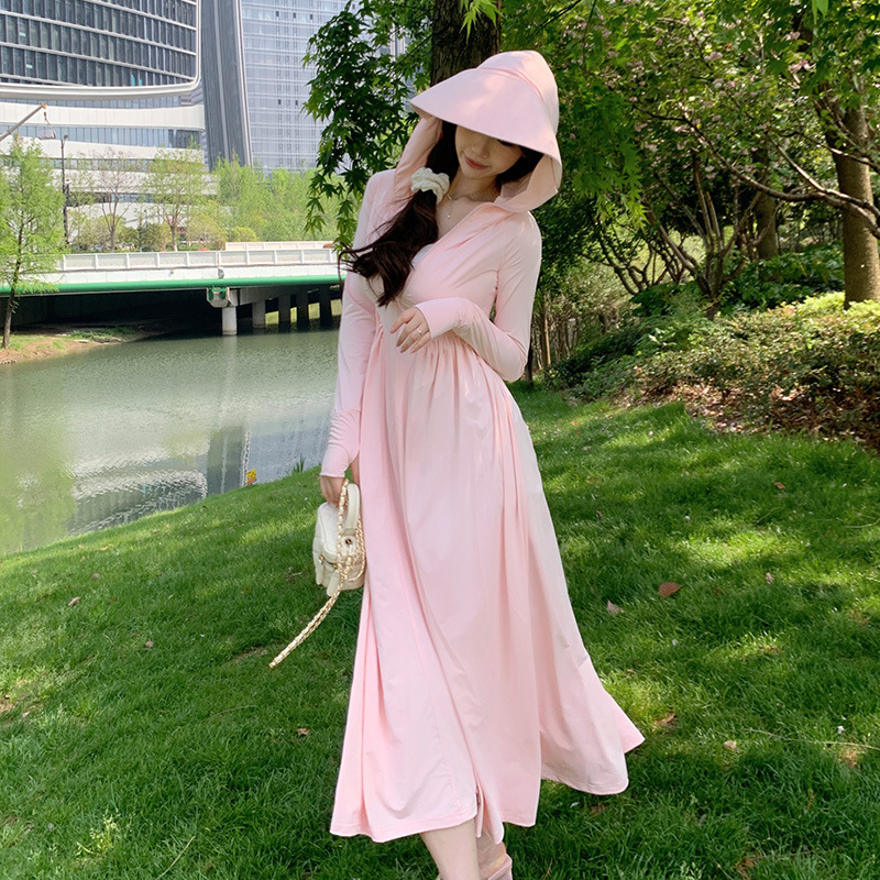 Ropa de protección solar para mujeres verano nuevo vestido largo anti-UV vestido largo de hielo todo el cuerpo ropa de protección solar blusa