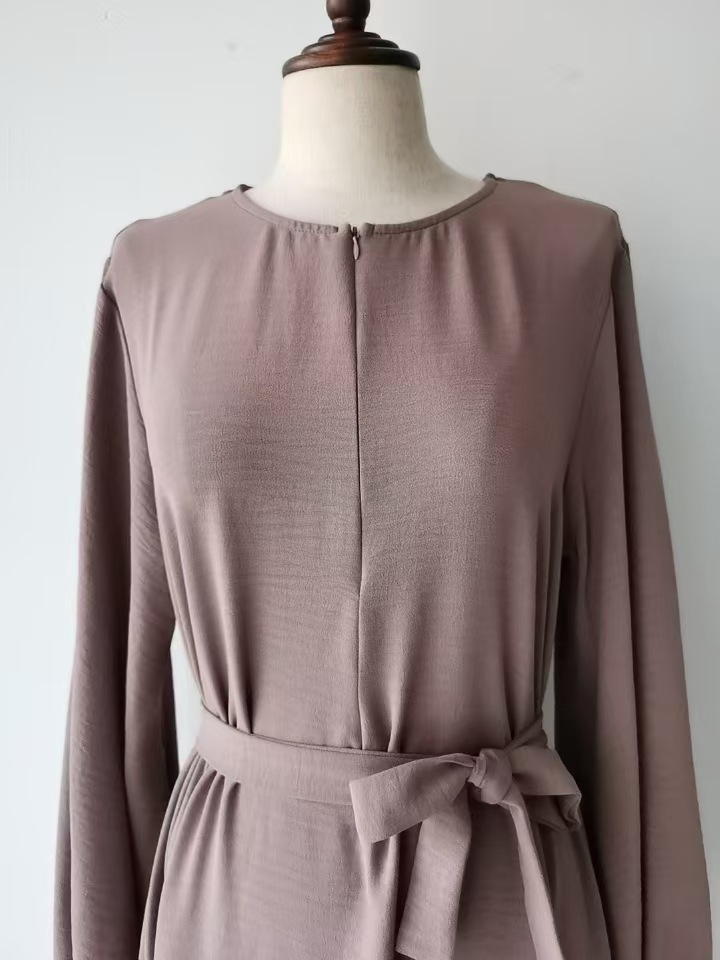 Women's Casual Dress With Cuffed Sleeves, Solid Color, Simple Elegant Daily Wear Tunic_ecoleips.com