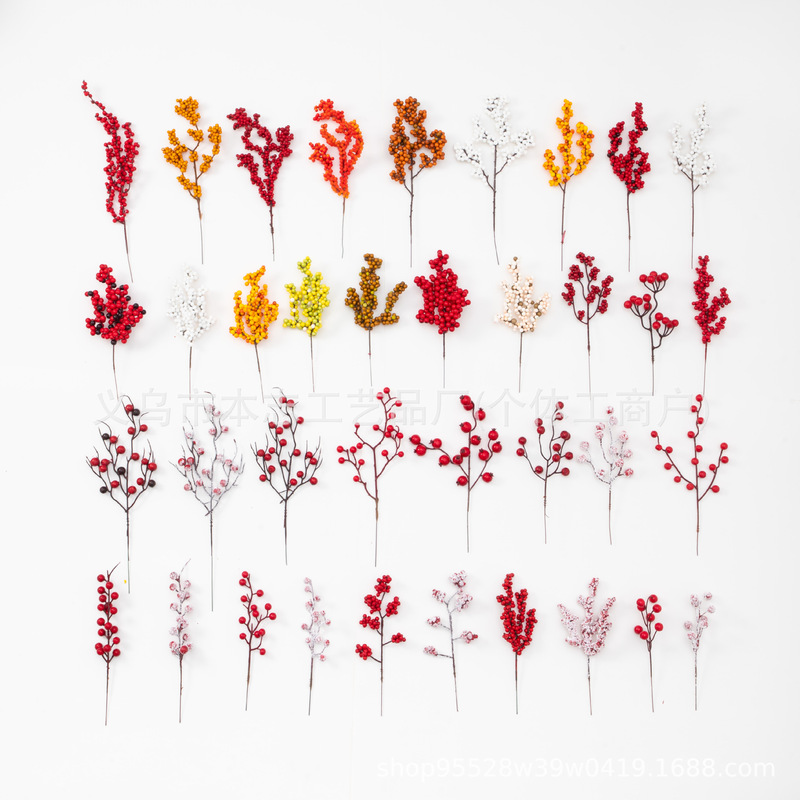 Cross-Border E-Commerce Fortune Fruit Artificial Red Fruit North American Holly Fruit Red Berry Home Decoration Ornaments New Year's Eve Flowers Cross-Border E-Commerce Fortune Fruit Artificial Red Fruit North American Holly Fruit Red Berry Home Decoration Ornaments New Year's Eve Flowers