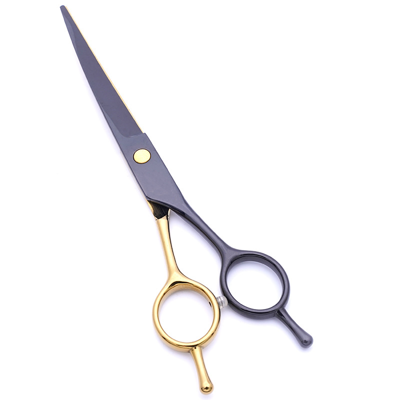 Directo de fábrica de acero inoxidable negro de oro de 7 pulgadas tijeras de belleza para mascotas perro de corte de pelo Teddy Barber tijeras traje