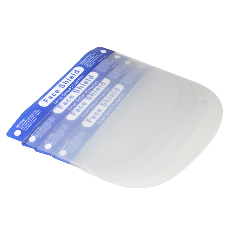 Máscara de aislamiento protectora no médica Hoja de PET resistente a altas temperaturas Accesorios antiespuma Superficie protectora transparente desechable de doble cara