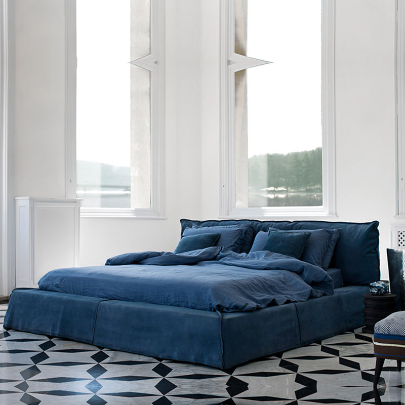 Baxte Paris Bed Italian Minimalist Frosted Leather Bed High-end Master Bedroom Queen Bed Frosted Full Leather Bed