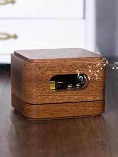 Music Box Gift for Friends with Wooden Top Ornament, Clockwork Wooden Mechanism, Creative Music Box Gift