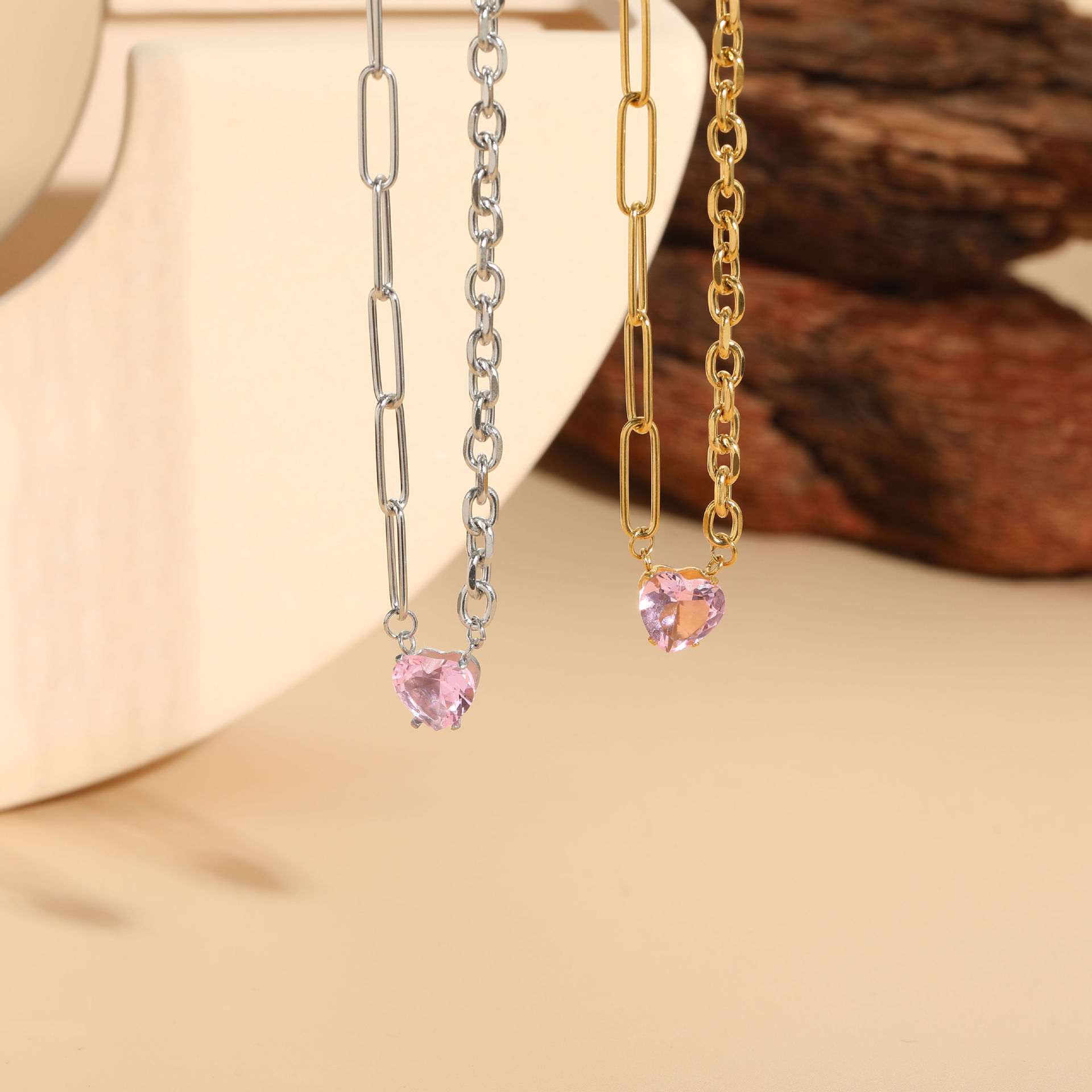 304 Stainless Steel Chain Material Wholesale Jewelry Sweet Simple Style IG Style Heart Shape 304 Stainless Steel 14K Gold Plated Pendant Necklace