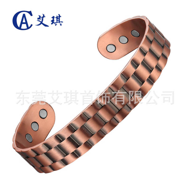 Red copper bracelet factory direct batch European and American retro men's open copper bracelet pure copper magnetic bracelet jewelry