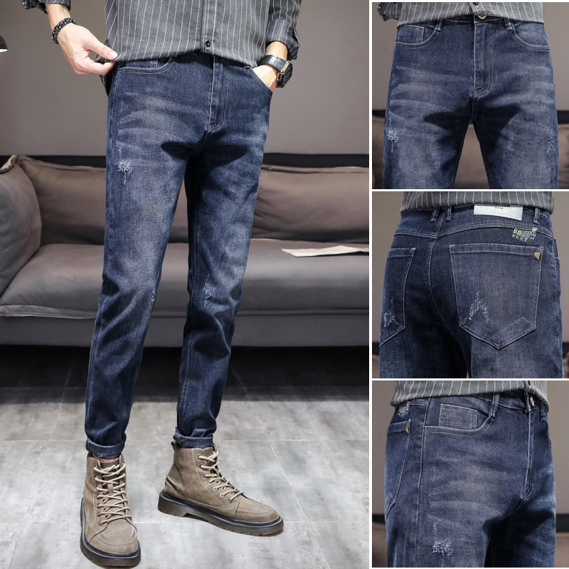 Men's Jeans 2022 Spring New Youth Korean Fashionable Stretch Slim-Fit Pants Jeans Men