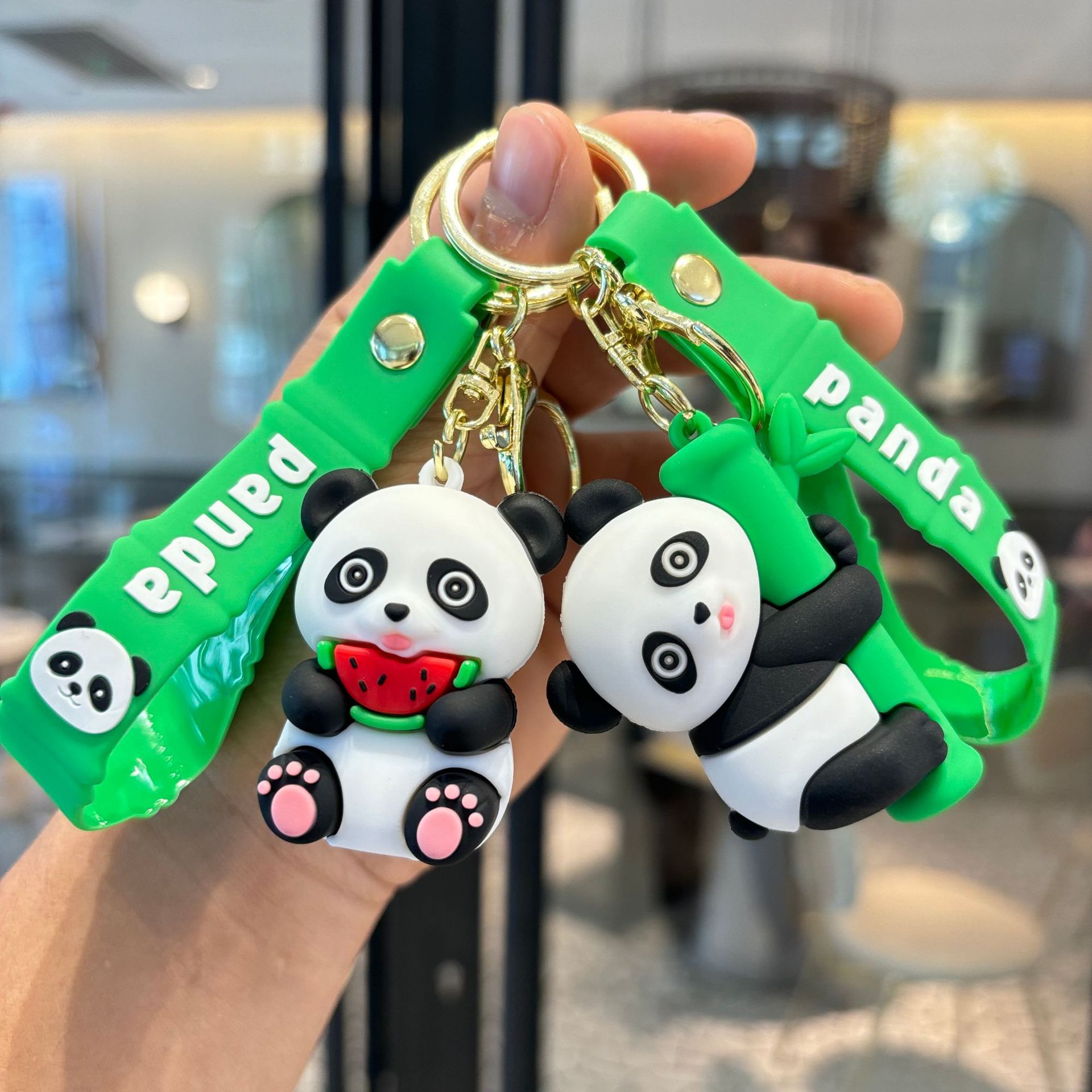 Caricatura panda colgante de llaver PVC panda muñeca llaver mochila de automóvil colgante garra regalos