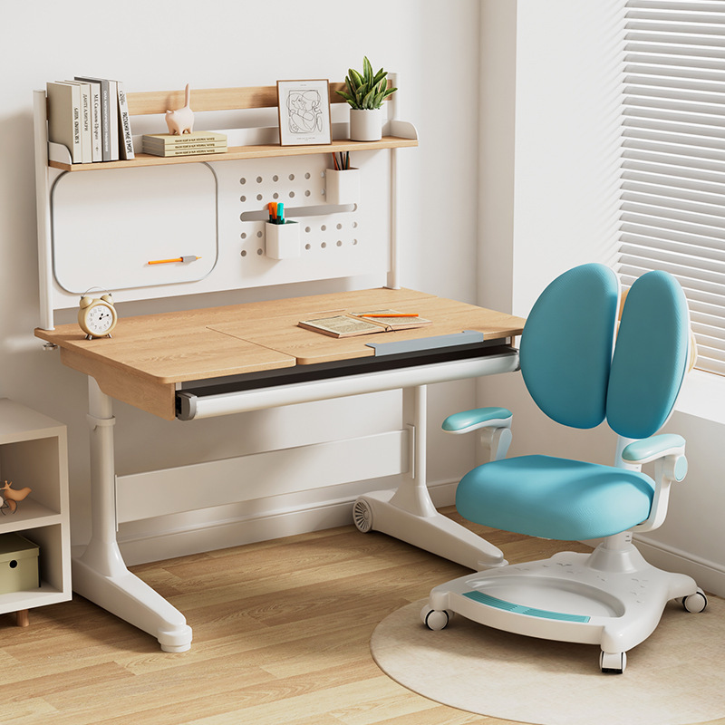Children's Study Table Liftable Primary and Secondary School Students' Desk Simple Table Solid Wood Writing Desk Home Desk and Chair Set