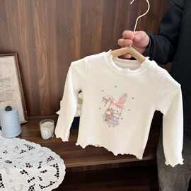 女童儿童长袖T恤2025新款春秋卡通印花宝宝打底洋气百搭上衣童装