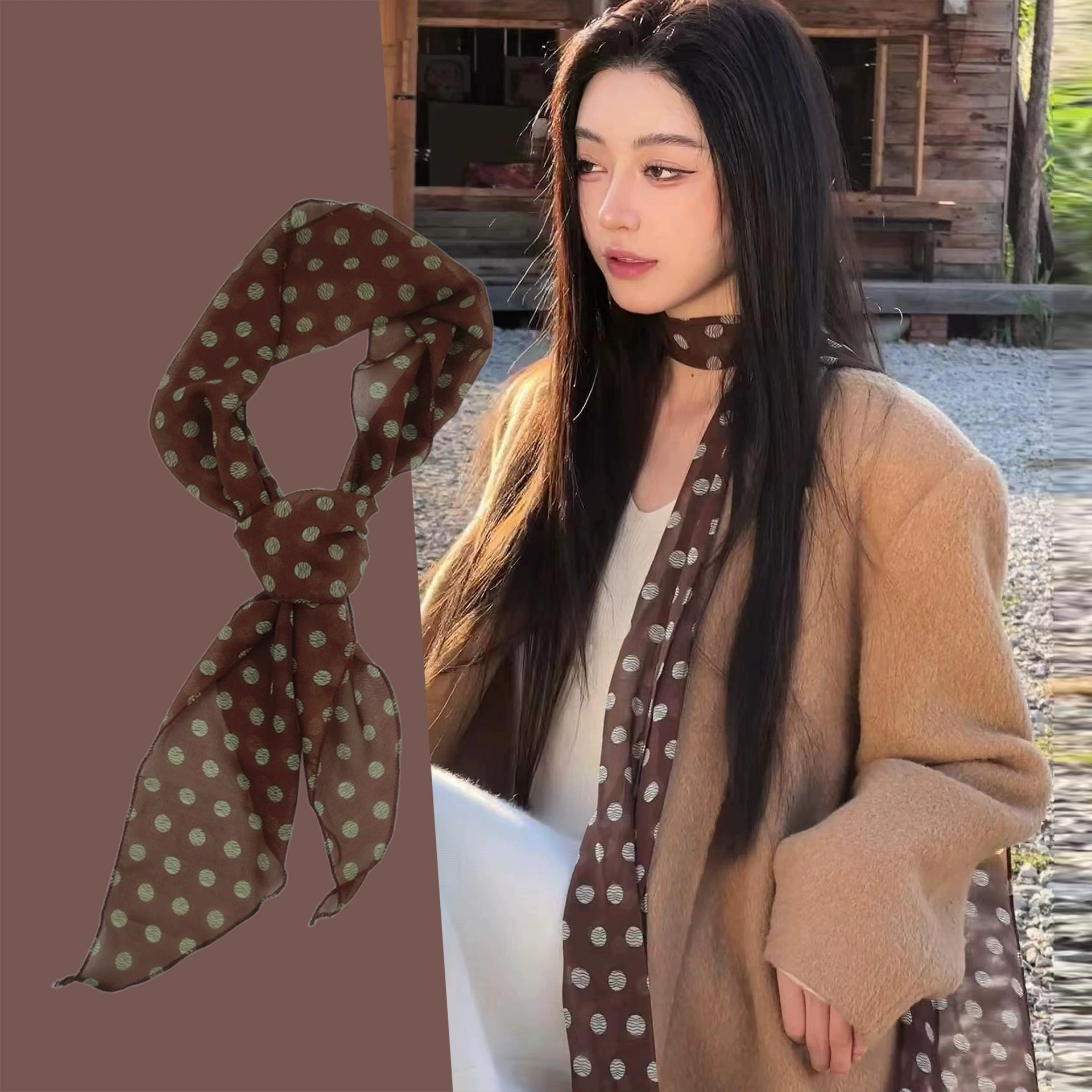 Brown universal accessory, headband, scarf, 2025 years