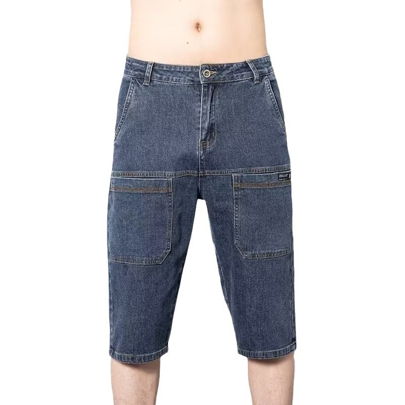 Pantalones cortos de mezclilla con herramientas para hombres, pantalones cortos de nicho deconstruido de verano