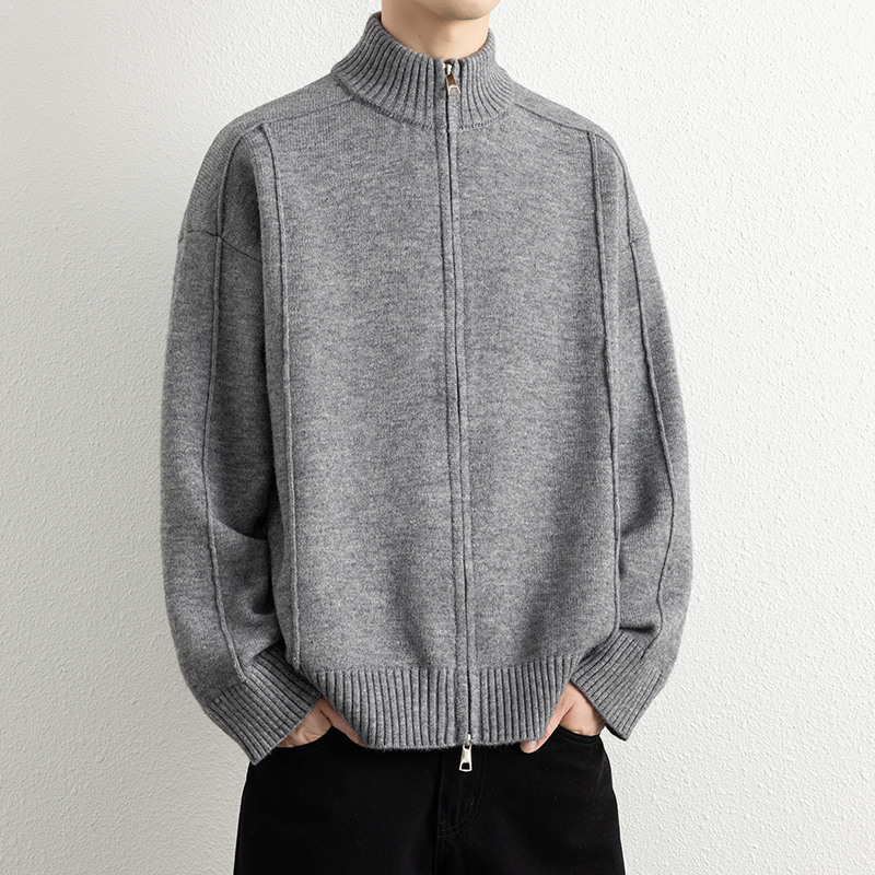 Explosiones transfronterizas de tamaño grande europeo cardigán chaqueta jersey suéter hombre de alta calidad línea textural fábrica al por mayor