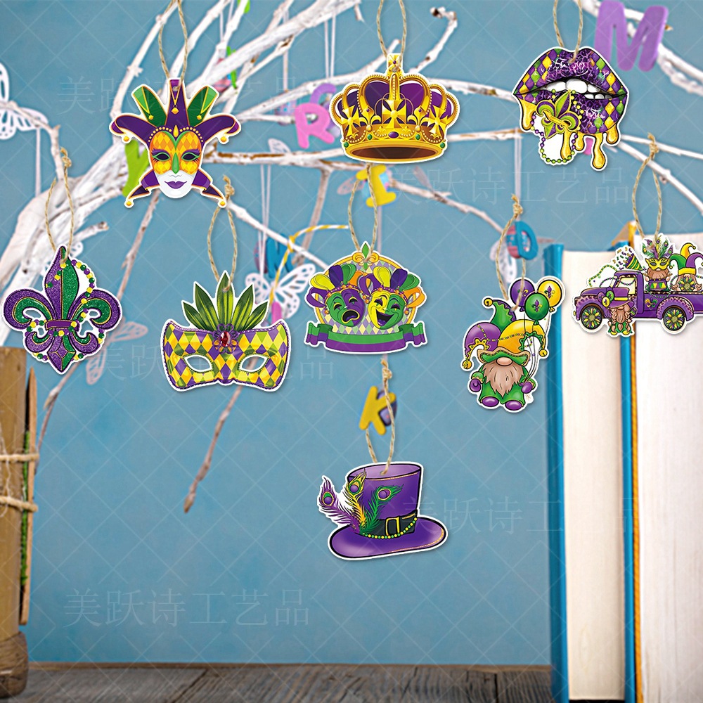 2024 carnaval decoración etiqueta MARDI GRAS colgante brasileño bola máscara atmósfera decoración suministros