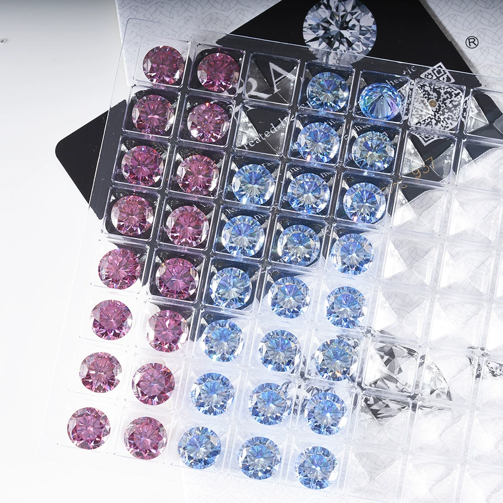 Круглый 123-каратный розовый сапфир синий импортный гальванический цвет Муассанит Круглый с сертификатом 3EX резак DIY