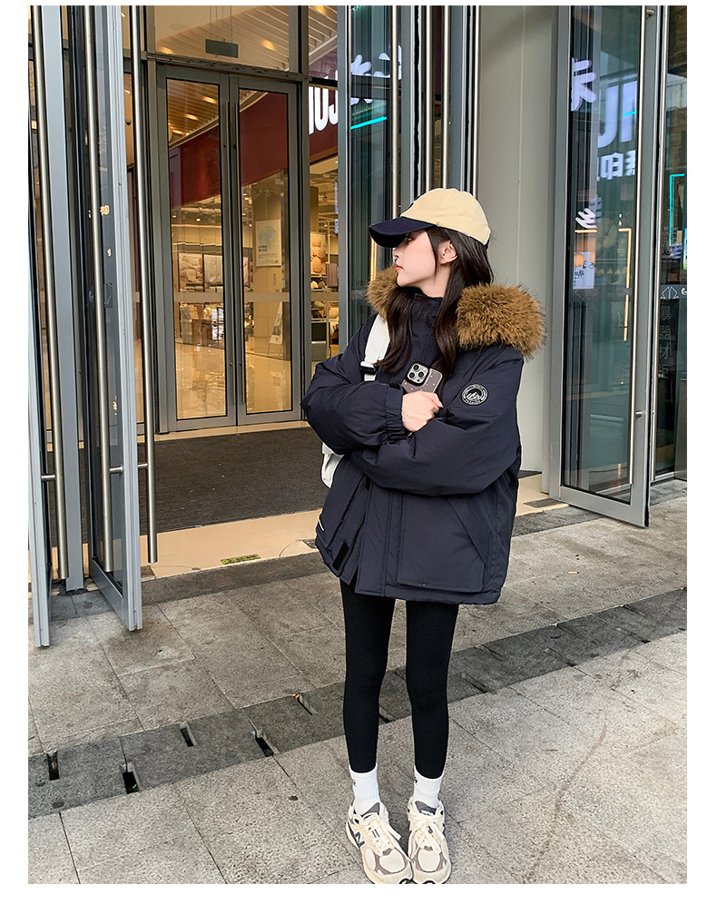 2025 invierno nuevo estilo superando el gran cuello de cabello grueso suelto corto calentamiento casual chaqueta de moda temperamento de algodón