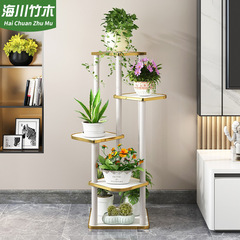 Solid wood flower stand balcony shelf living room simple light luxury multi-layer indoor flower pot green plant stand floor-standing flower stand