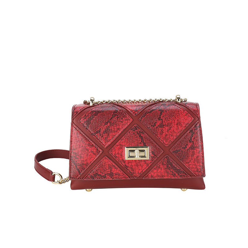 2024 nuevos bolsos de mujer, costuras con patrón de serpiente, bolsos cuadrados pequeños, bolsos de cadena populares europeos y americanos, bolsos de mensajero de hombro para mujer