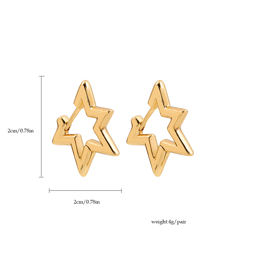 7g Weight Alloy Ear Needle Material Earrings Classification 1 Pair Quantity Casual, Street Occasion Alloy Material Pentagram, Geometric, Heart Shape Pattern All Seasons Season Unisex Gender Polished Finish Plating Design Casual, Commute Style 1 Pair Casual Commute Pentagram Geometric Heart Shape Plating Alloy Earrings 17