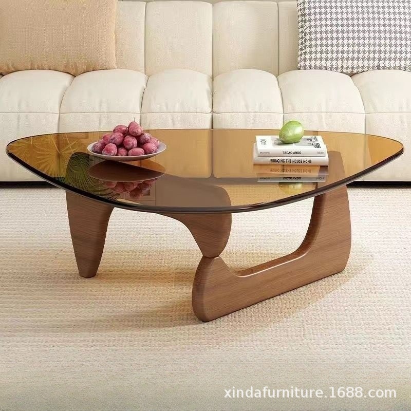 Modern simple glass coffee table for small apartments, creative Internet celebrity coffee table, living room, light luxury, minimalist special-shaped small table