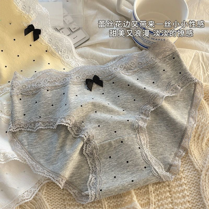 French Retro Sexy Underwear for Women, Pure Cotton Antibacterial Bottom, Cream Polka Dot Underwear for Girls, Girls' Triangle Underwear French Retro Sexy Underwear for Women, Pure Cotton Antibacterial Bottom, Cream Polka Dot Underwear for Girls, Girls' Triangle Underwear