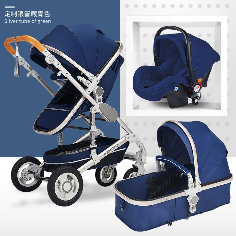 Cochecito de bebé Wisesonle bidireccional con vista alta, se puede sentar y acostar, ligero, plegable, con amortiguación y asiento con aire.