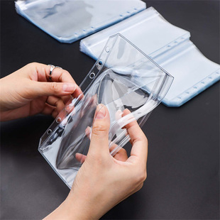 A5A6A7 Transparent Pvc Flat Pull Bag Three-Layer Double-Sided 1 Flat Pull 1 Outer Opening Loose-Leaf Bag 6-Hole Loose-Leaf Book Storage