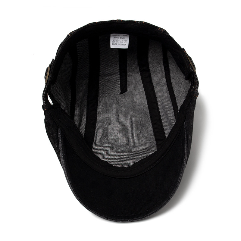 Berretto in denim lavato da uomo primaverile e autunnale, cappello a becco d'anatra in puro cotone con protezione solare, cappello femminile in stile britannico_voghion.com