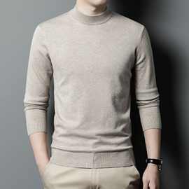 濮院毛衣男半高领秋冬新款抗起球柔软保暖男士针织衫上衣商务休闲