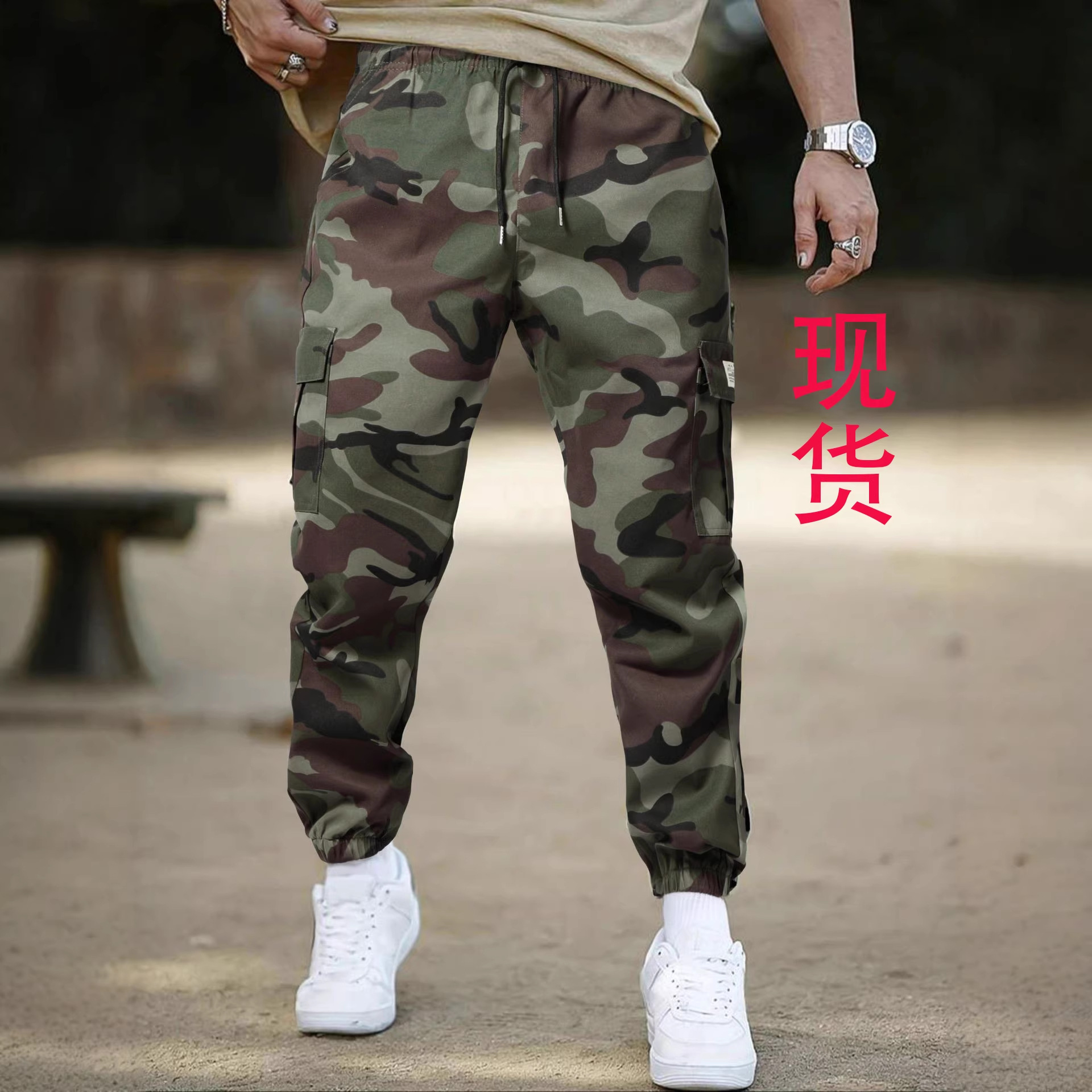 Cross-Border European Size Summer Outdoor Men's Thin Casual Camouflage Cargo Pants Loose Large Size Hiking Men's Pants