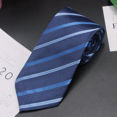 Men's Business Tie 8cm Hand-Tied Professional Formal Interview Striped Tie for Men Silk Polyester