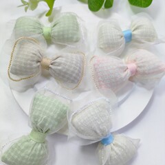 直接販売の新型の網紗の格子の小さい清新な綿の布芸の蝶結びのアクセサリーの帽子の贈り物の香包の補助材料
