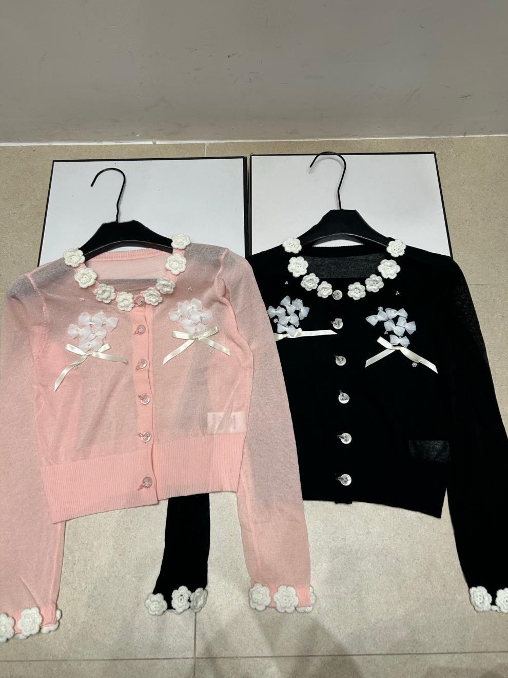 Trendy Brand Knitted Cardigan With Floral Bow, Long Sleeves, Thin, Loose Brand Logo And Versatile Women's Top, New Summer 2026_ecoleips.com