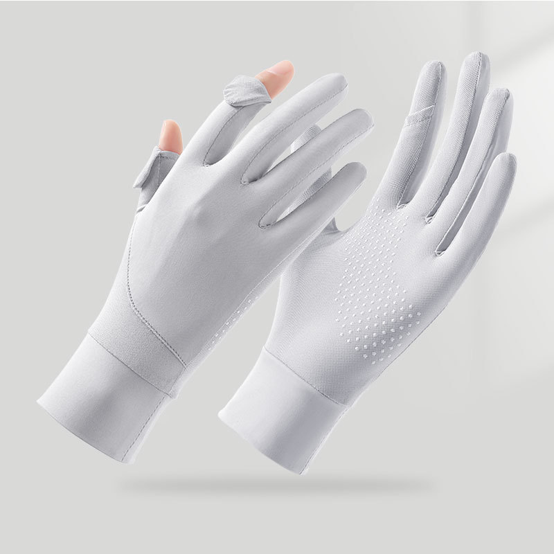 Guantes de seda de hielo de verano, nuevo estilo, protección solar, protección UV, sensación de frío, transpirable y antideslizante, guantes de ciclismo con todos los dedos