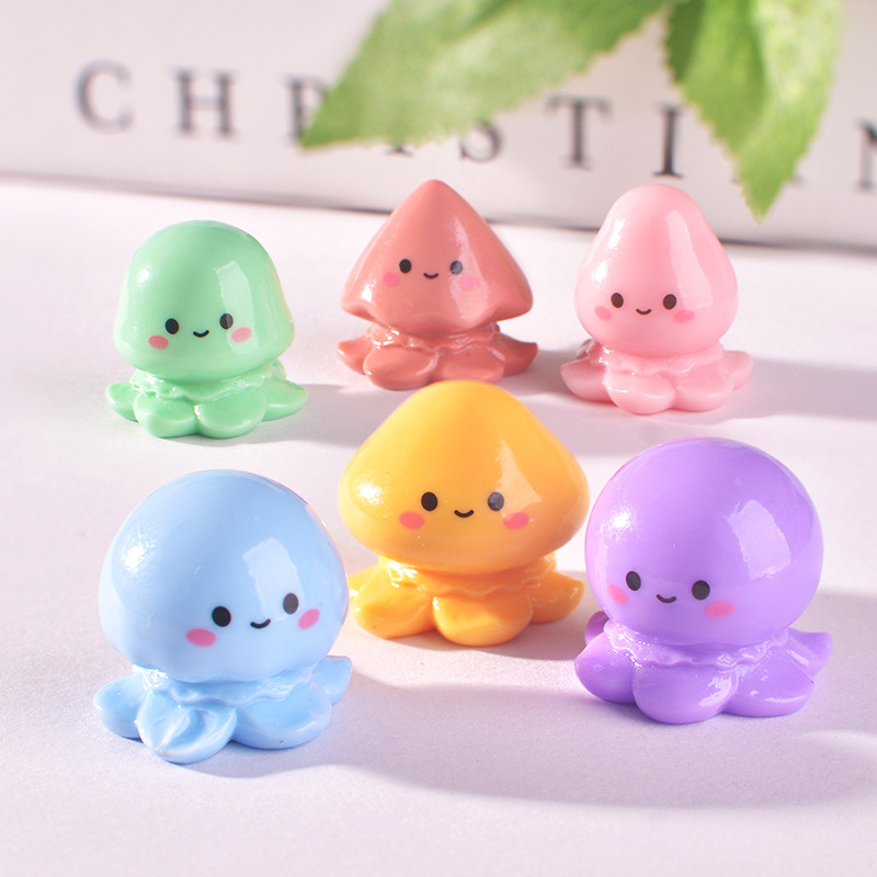 新款海洋摆件卡通水母可爱迷你八爪鱼创意手工摆件小饰品树脂工艺