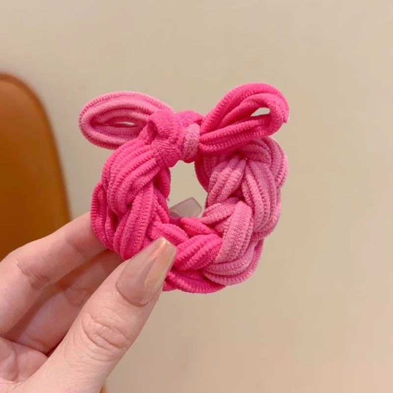 Coreano simple color de niños anillo de cabello de dopamina de alta elasticidad para niñas trenzando cuerdas de cabello gruesas para atar la banda de la cabeza