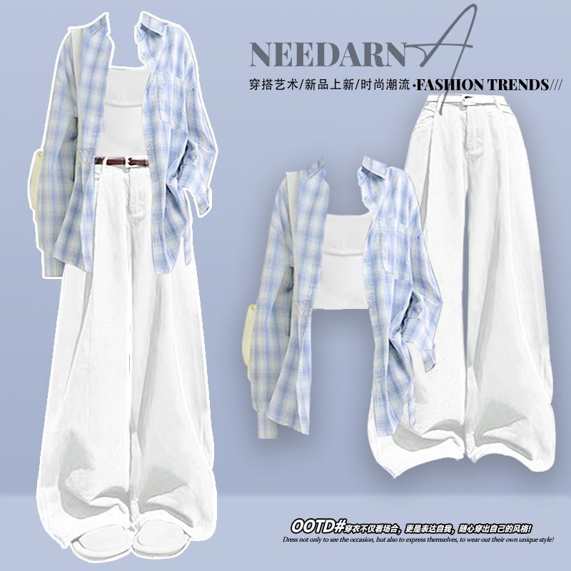 Dopamine Shirt Women's Suit Women's 2025 New Jeans Lazy Casual Style Summer Wear Complete Set