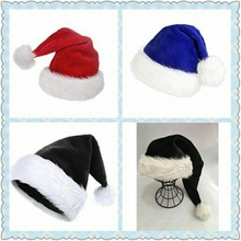 圣诞帽子黑色长毛绒帽红色派对帽毛毛帽长款帽帽拍照亚马逊代销热