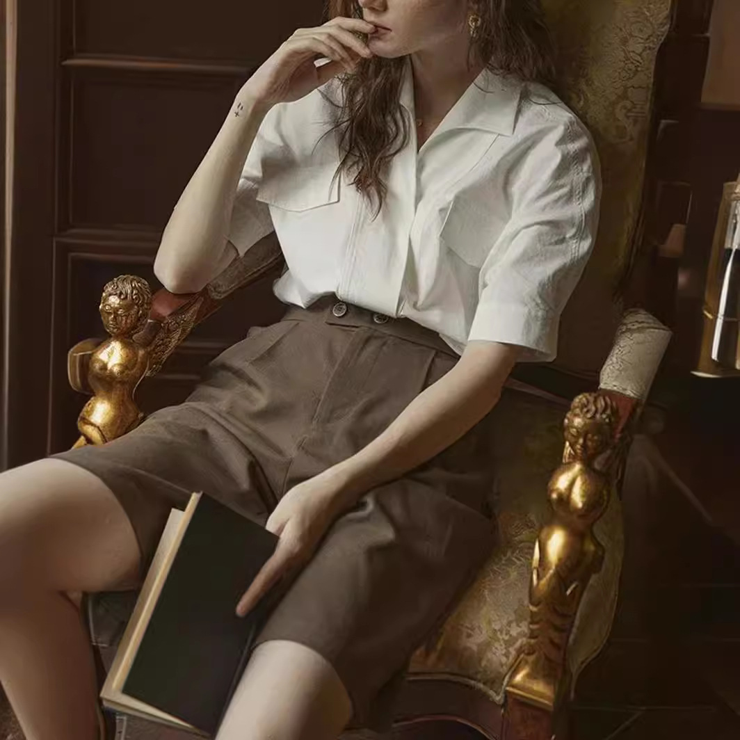 Retro summer elegant thin shirt