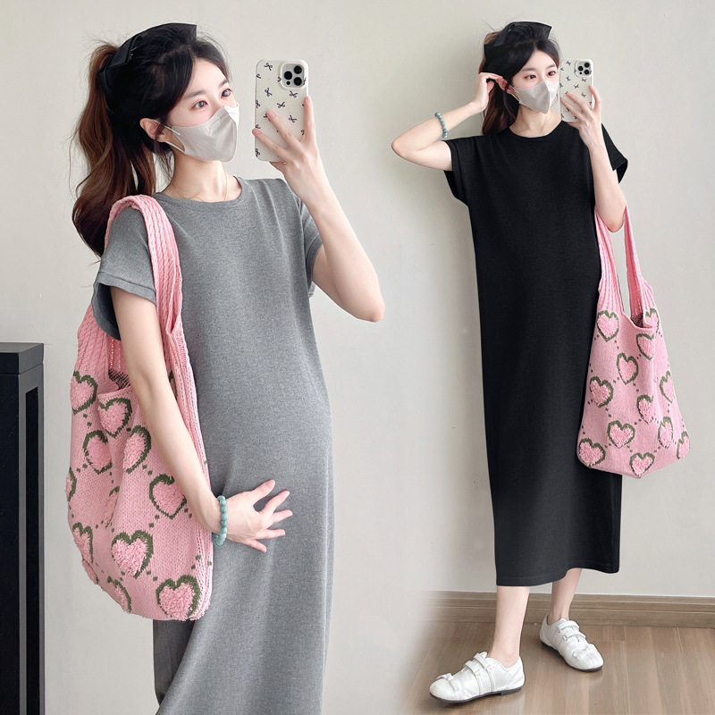 Maternity Dress, Simple Summer Casual Maternity Dress, Loose-Fitting Design, Elegant and Age-Reducing Knitted Dress