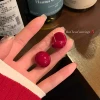 Elegant large pearl earrings-A2790 burgundy
