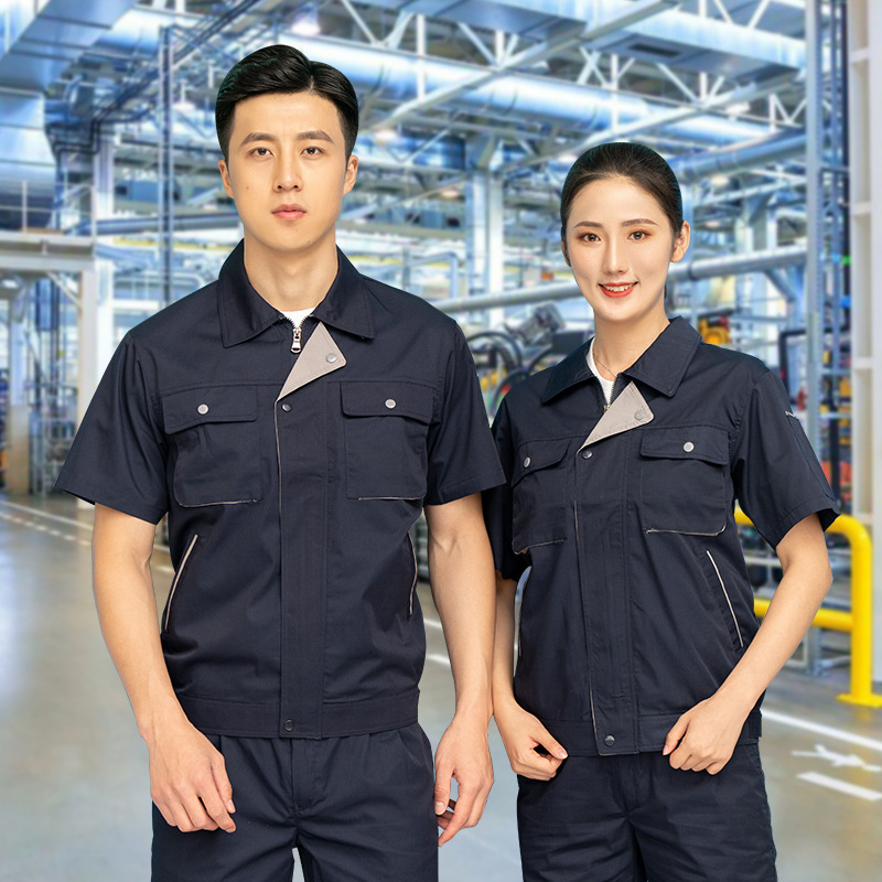 Trajes de trabajo de manga corta de verano para hombres delgados transpirables y resistentes al desgaste taller eléctrico de reparación de automóviles ropa de seguro laboral personalizada