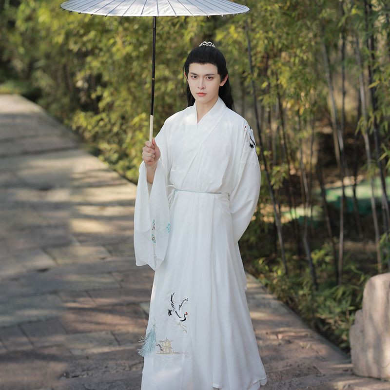 原创汉服明制交领袍鹤莲语男女CP同款中国风学生超仙刺绣套装春夏-阿里巴巴