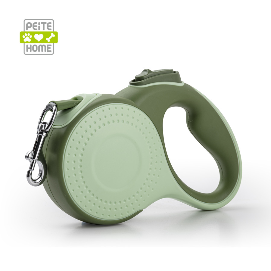 Laisse rétractable automatique pour chien de 5 m avec distributeur de sacs poubelles. Également disponible en 8 m._voghion.com