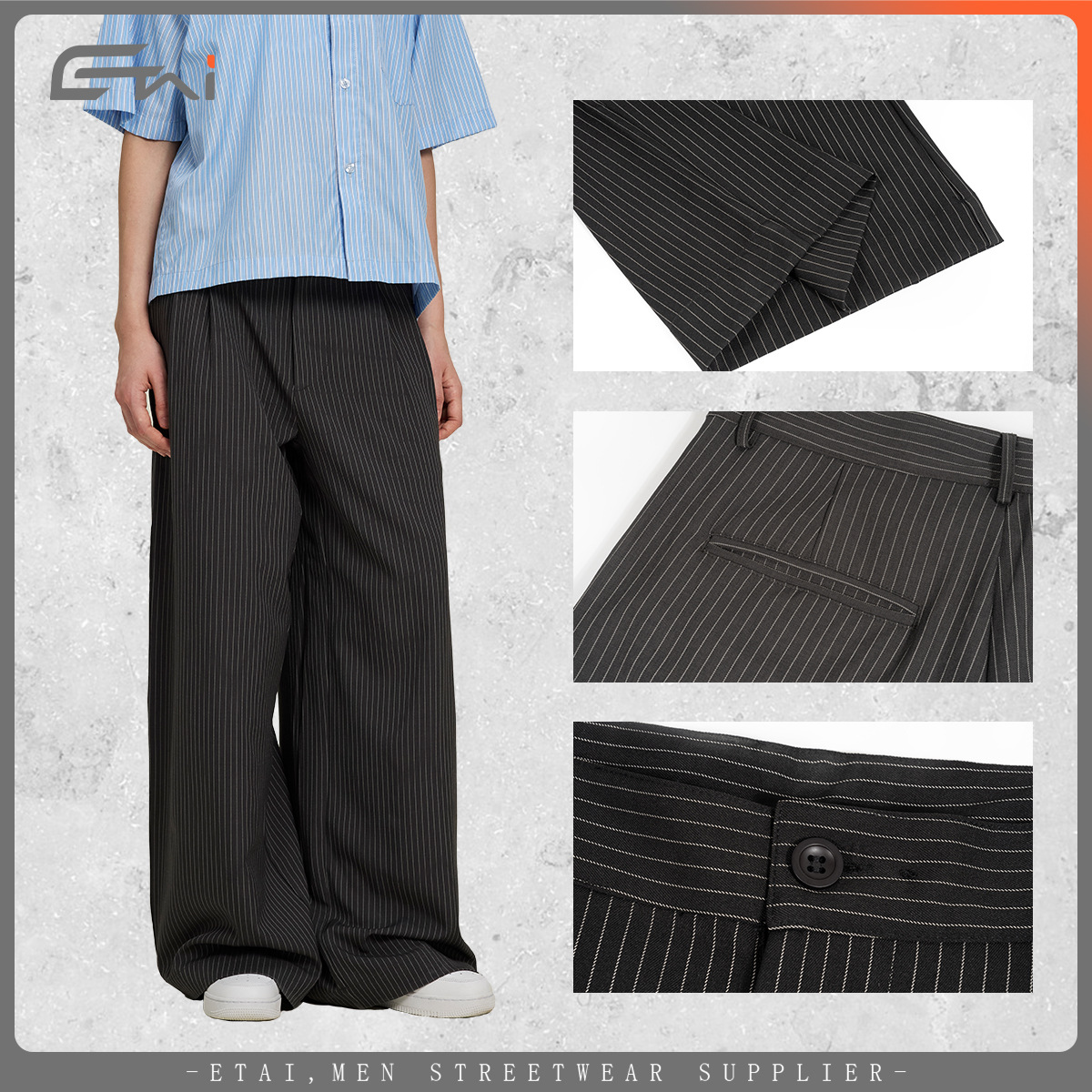 ETAI ropa de hombre personalizada casual hombre pantalones a rayas para viajar con pantalones de moda juvenil sueltos image 5