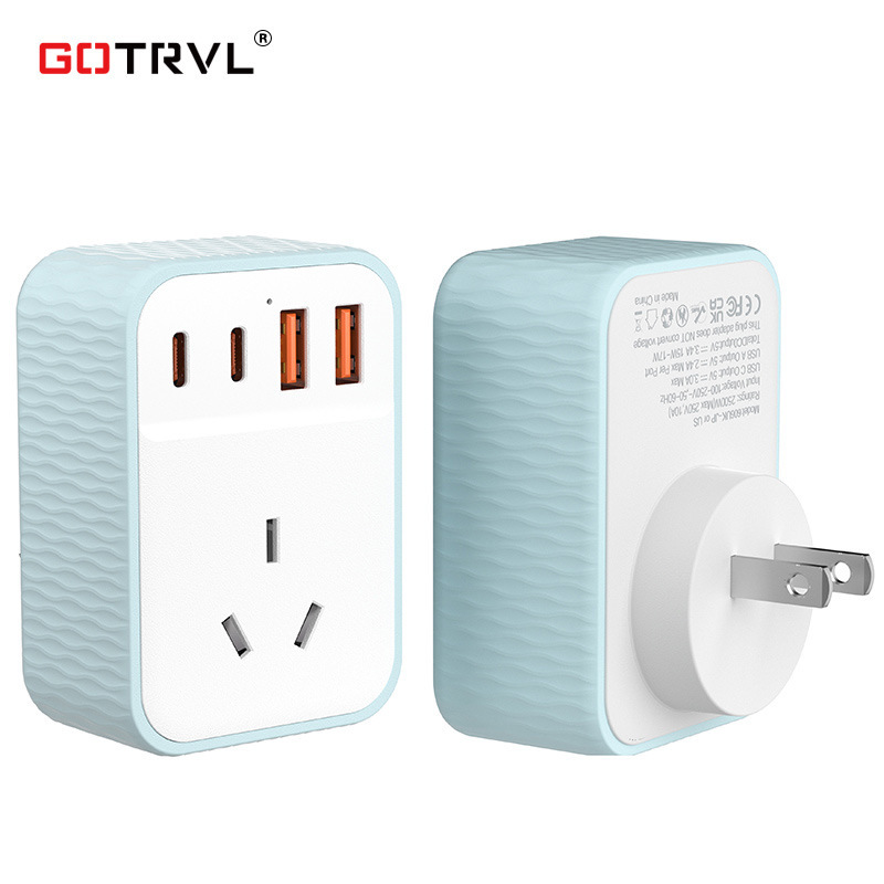 New Australian Standard to Japanese Standard Conversion Plug 2Usb+2Type C Australian British German South Africa Conversion Head