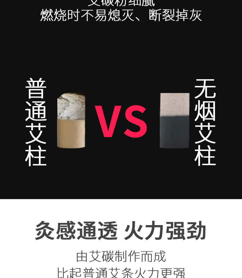 Smokeless Moxa Rolls Carbonized Black Mugwort Sticks for Home Beauty Salon Moxibustion overview