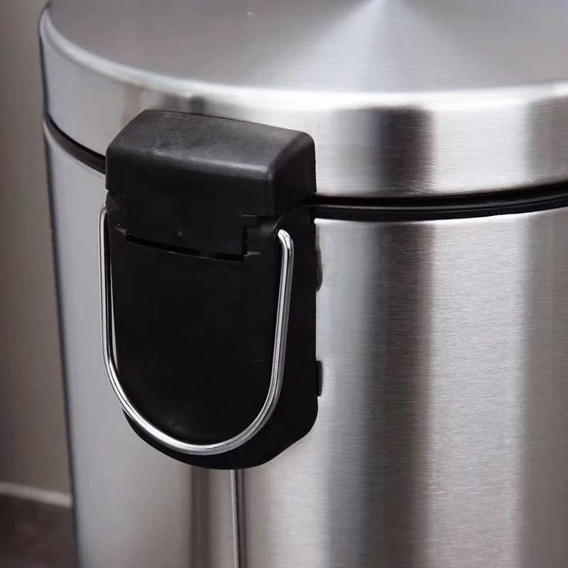 Botella de basura de acero inoxidable pie sanitario cubo de basura de hotel 12 litros casero con cubierta cubo de almacenamiento