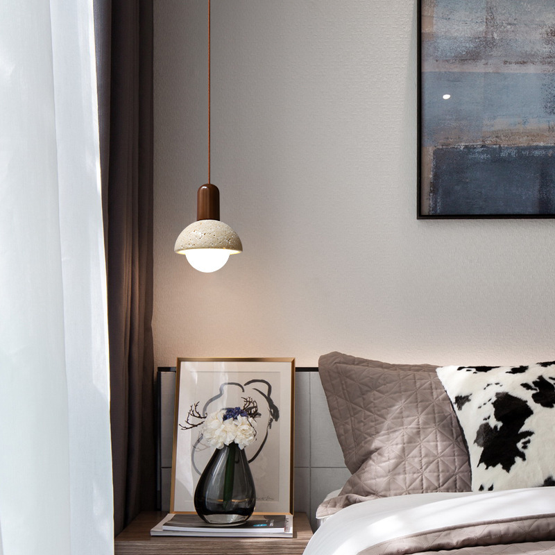 Cama de viento retro, lámpara de diseño, pasillo, comedor, piedra amarilla, lámpara de dormitorio, industria de alojamiento negro japonés