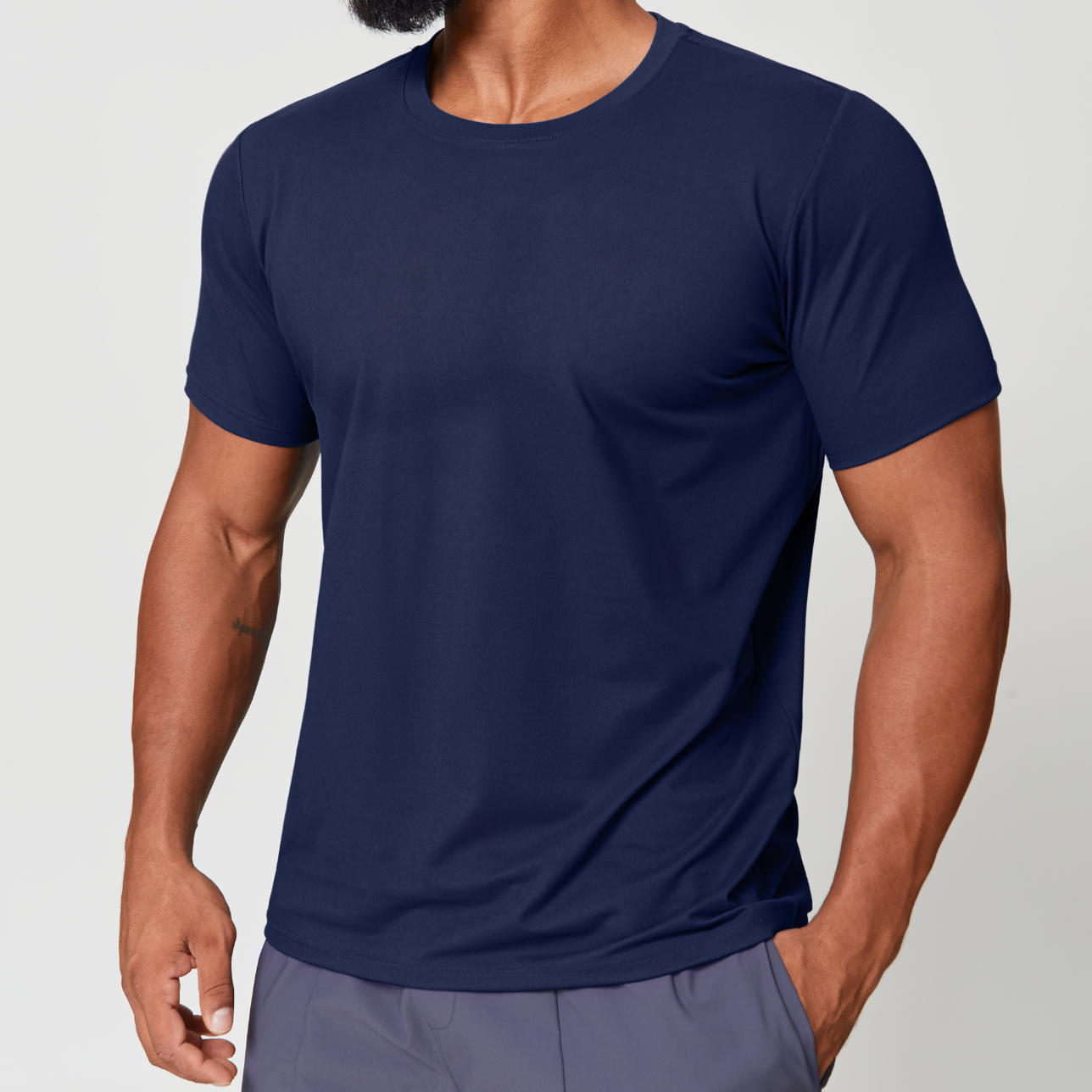 Nuevo cuello redondo para hombres transfronterizos, agradable para la piel, de secado rápido, deportes y ocio, manga corta, caminatas de cercanías, baloncesto, tenis, camiseta 1166